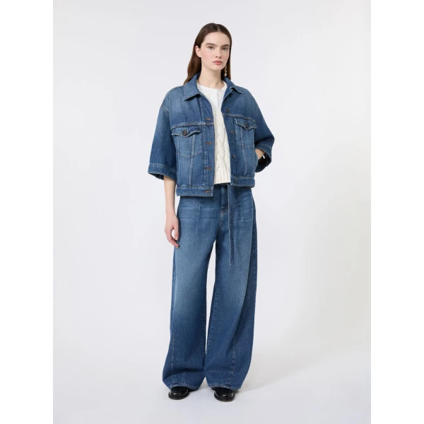 Max Mara Liuti Cotton Denim Jacket in Navy | Denim | Luxury Shoes 