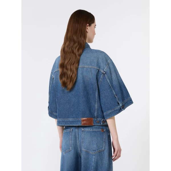 Max Mara Liuti Cotton Denim Jacket in Navy | Denim | Luxury Shoes 