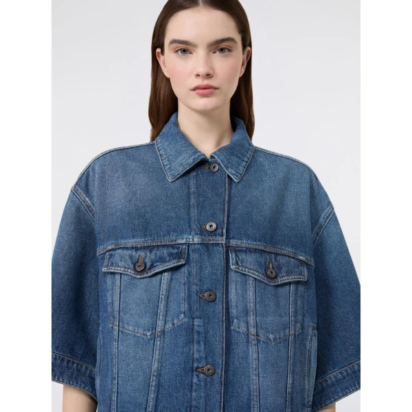 Max Mara Liuti Cotton Denim Jacket in Navy | Denim | Luxury Shoes 