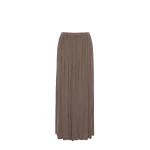 Max Mara Livrea Long Pleated Jersey Skirt in Mud | Pleated Skirts | Luxury Shoes 