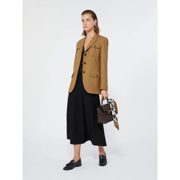 Max Mara Locusta Slub Wool Canvas Saharan Jacket in Camel | Blazers | Luxury Shoes 
