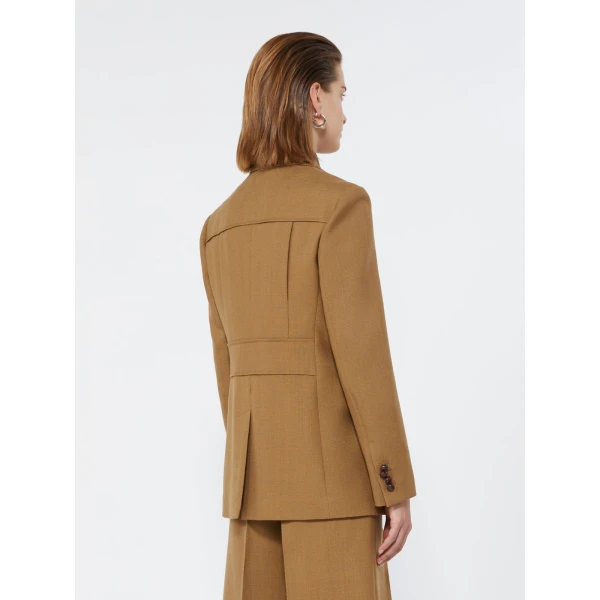 Max Mara Locusta Slub Wool Canvas Saharan Jacket in Camel | Blazers | Luxury Shoes 