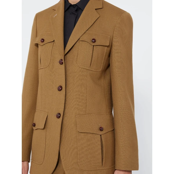 Max Mara Locusta Slub Wool Canvas Saharan Jacket in Camel | Blazers | Luxury Shoes 