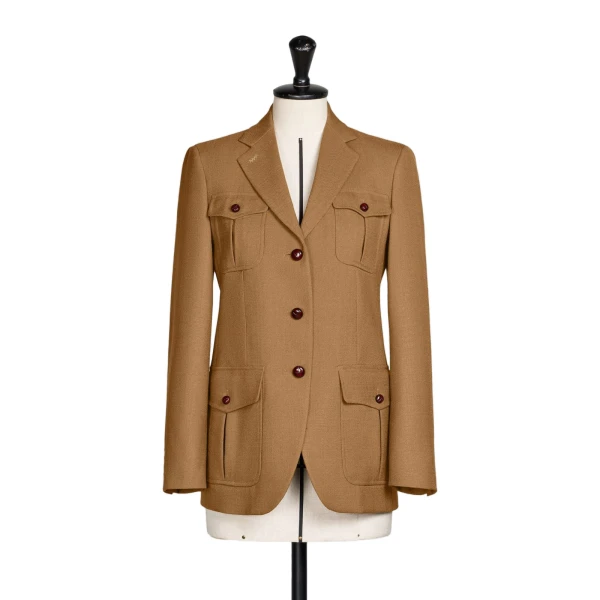 Max Mara Locusta Slub Wool Canvas Saharan Jacket in Camel | Blazers | Luxury Shoes 