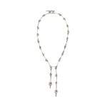 Max Mara Long Double Pendant Necklace in Silver | Women | Luxury Shoes 