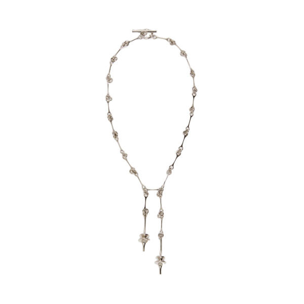 Max Mara Long Double Pendant Necklace in Silver | Women | Luxury Shoes 