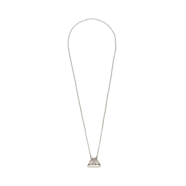 Max Mara Long Necklace with Large Pasticcino Bag Charm in Silver | Women | Luxury Shoes 