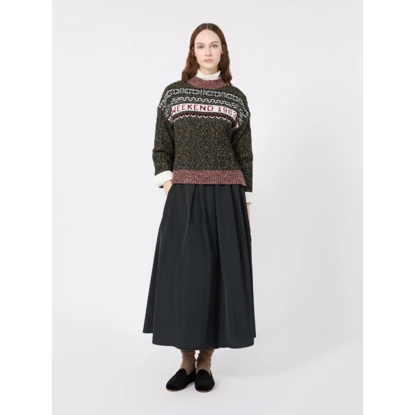 Max Mara Long Taffeta Skirt in Black | Maxi Skirts | Luxury Shoes 