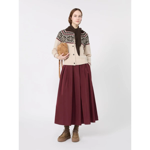 Max Mara Long Taffeta Skirt in Bordeaux | Maxi Skirts | Luxury Shoes 