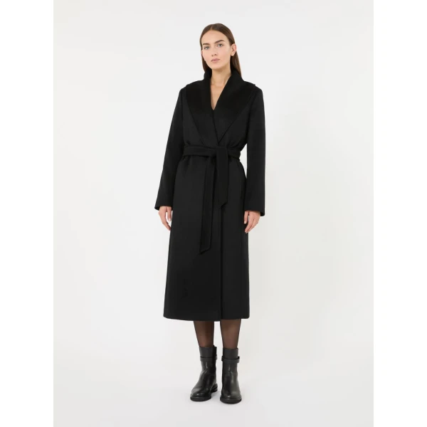 Max Mara Loriana Wool Wrap Coat in Black | Wool Coat | Luxury Shoes 