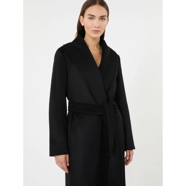 Max Mara Loriana Wool Wrap Coat in Black | Wool Coat | Luxury Shoes 