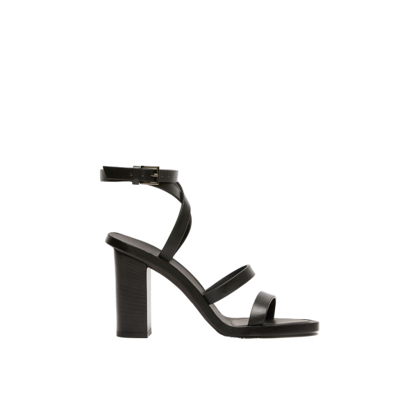 Max Mara Low-Sheen Leather Sandals in Black | Sandals | Luxury Shoes 