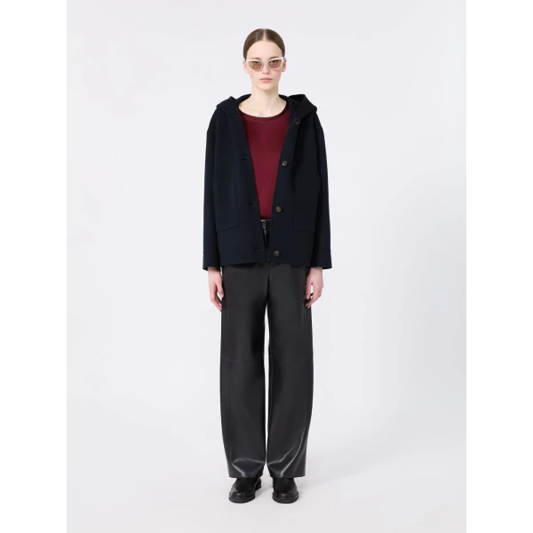 Max Mara Lusso Hooded Wool Coat in Midnight Blue | Wool Coat | Luxury Shoes 