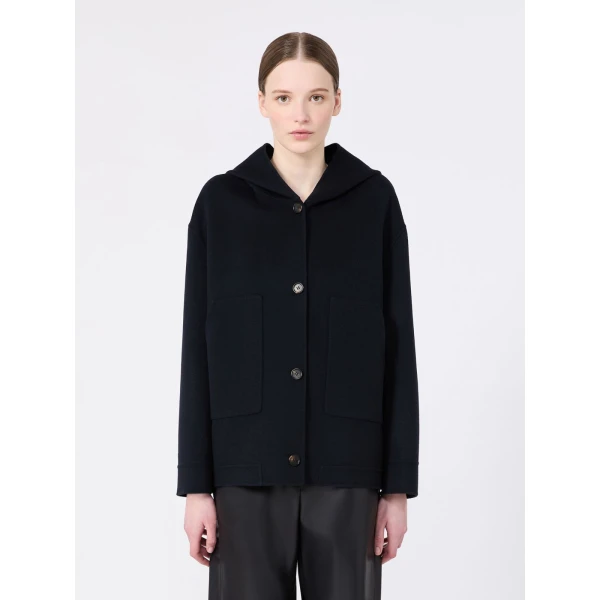 Max Mara Lusso Hooded Wool Coat in Midnight Blue | Wool Coat | Luxury Shoes 