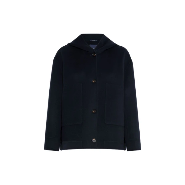Max Mara Lusso Hooded Wool Coat in Midnight Blue | Wool Coat | Luxury Shoes 