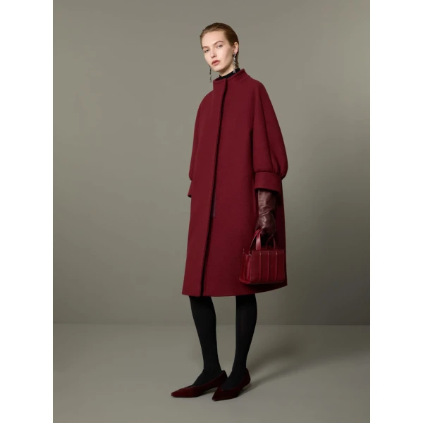 Max Mara Macina Cashmere Cocoon Coat in Bordeaux | Wool Coat | Luxury Shoes 