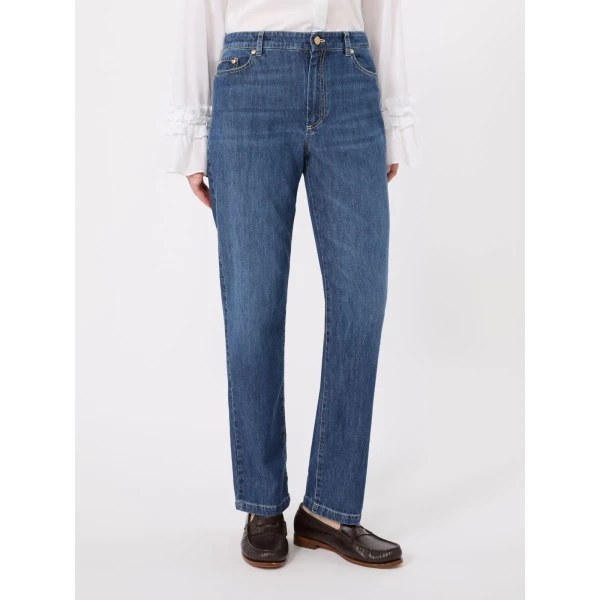 Max Mara Macro Slim-Fit Cotton Denim Jeans in China Blue | Denim | Luxury Shoes 