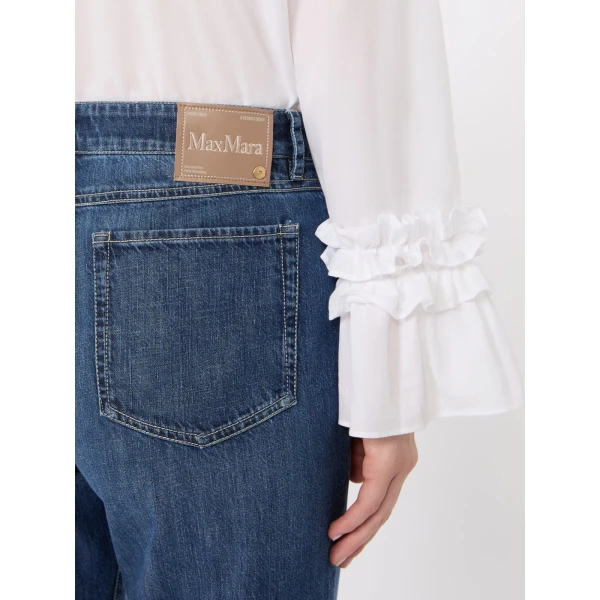 Max Mara Macro Slim-Fit Cotton Denim Jeans in China Blue | Denim | Luxury Shoes 