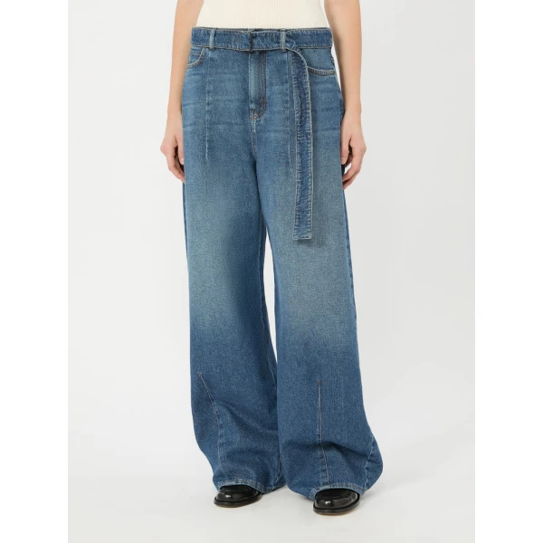 Max Mara Madia Wide-Fit Cotton Denim Jeans in Navy | Denim | Luxury Shoes 