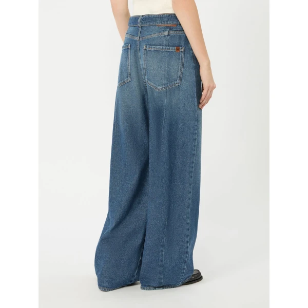 Max Mara Madia Wide-Fit Cotton Denim Jeans in Navy | Denim | Luxury Shoes 
