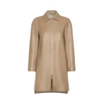 Max Mara Magenta Nappa Leather Overcoat in Stone Grey | Women | Luxury Shoes 
