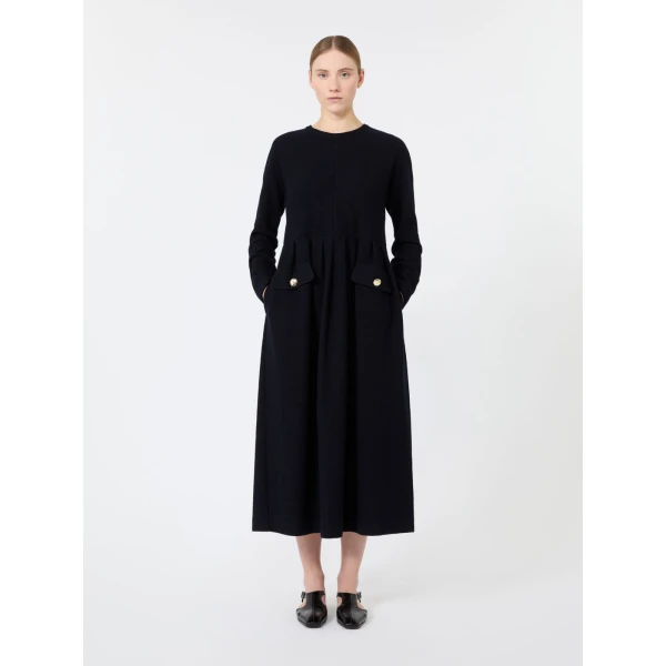Max Mara Magia Boucle-Look Jersey Maxi Dress in Ultramarine | Maxi Dresses | Luxury Shoes 