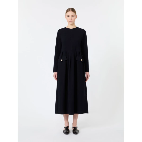 Max Mara Magia Boucle-Look Jersey Maxi Dress in Ultramarine | Maxi Dresses | Luxury Shoes 