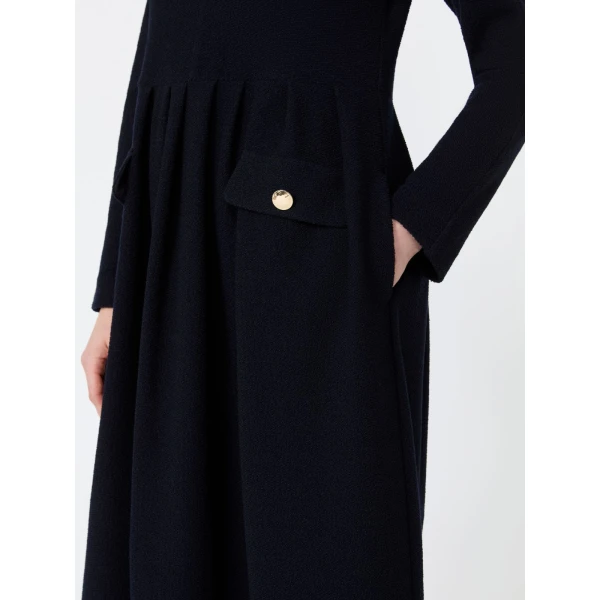 Max Mara Magia Boucle-Look Jersey Maxi Dress in Ultramarine | Maxi Dresses | Luxury Shoes 