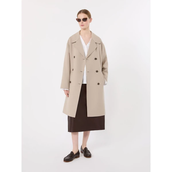 Max Mara Magnolia Double-Breasted Wool Midi Coat in Beige | Wool Coat | Luxury Shoes 