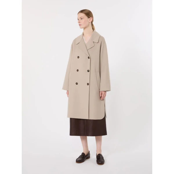 Max Mara Magnolia Double-Breasted Wool Midi Coat in Beige | Wool Coat | Luxury Shoes 
