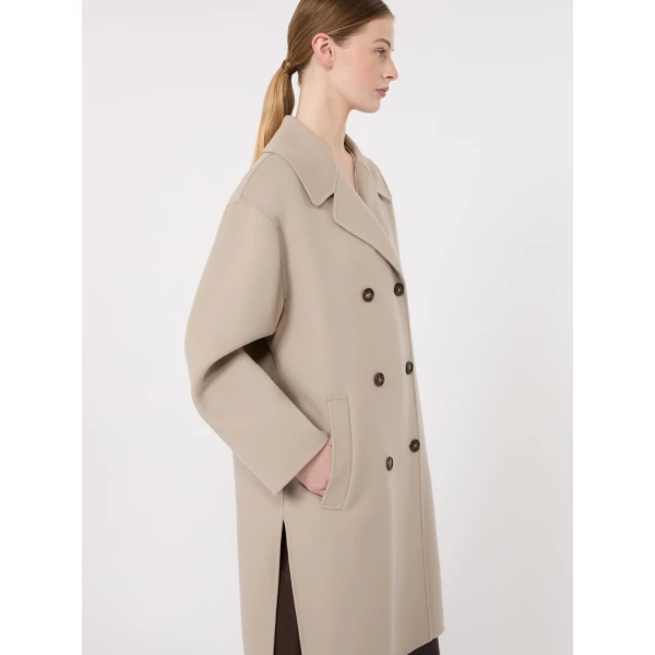 Max Mara Magnolia Double-Breasted Wool Midi Coat in Beige | Wool Coat | Luxury Shoes 