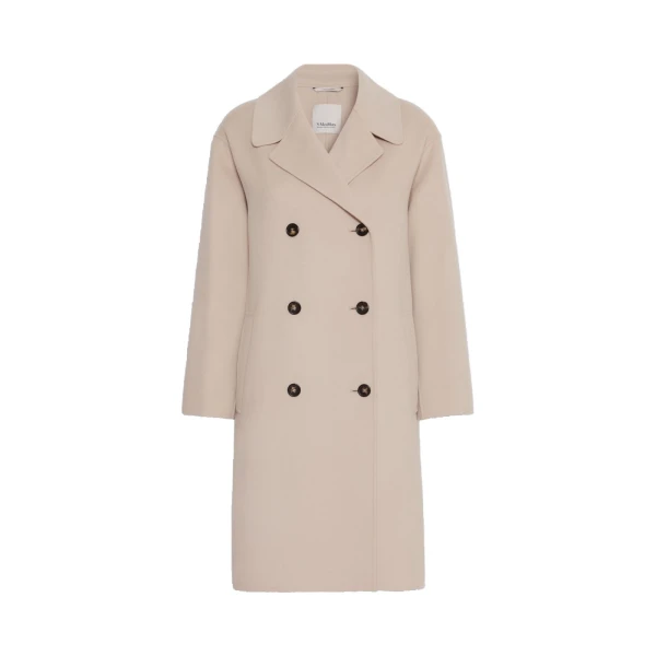 Max Mara Magnolia Double-Breasted Wool Midi Coat in Beige | Wool Coat | Luxury Shoes 