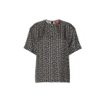 Max Mara Mambo Printed Silk T-Shirt Blouse in Black and White | Blouse | Luxury Shoes 