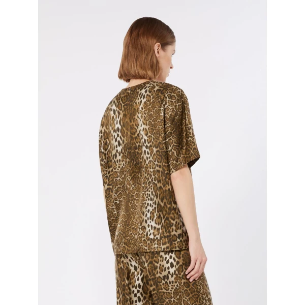 Max Mara Mambo Printed Silk T-Shirt Blouse in Brown | Blouse | Luxury Shoes 