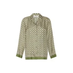 Max Mara Mambo Printed Silk Twill Shirt in Khaki | Shirts | Luxury Shoes 
