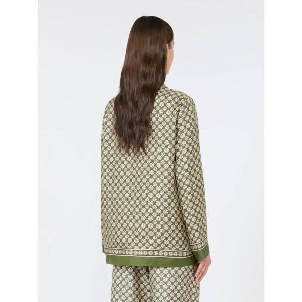 Max Mara Mambo Printed Silk Twill Shirt in Khaki | Shirts | Luxury Shoes 