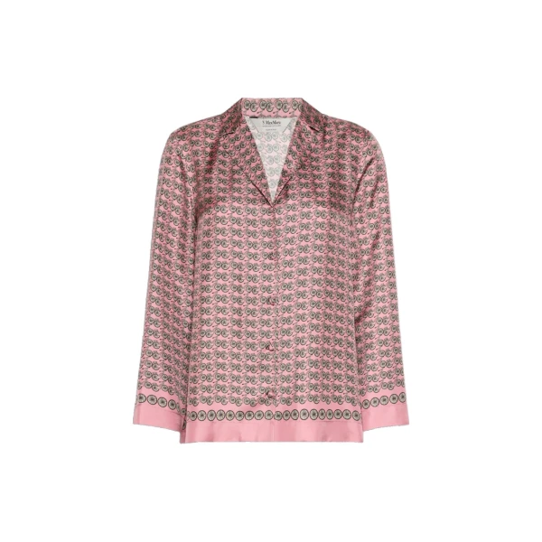 Max Mara Mambo Printed Silk Twill Shirt in Pink | Shirts | Luxury Shoes 
