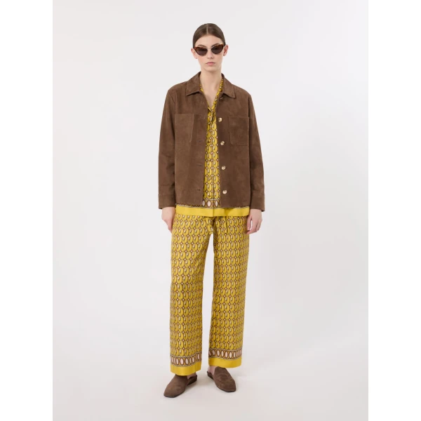 Max Mara Mambo Printed Silk Twill Shirt in Yellow | Shirts | Luxury Shoes 