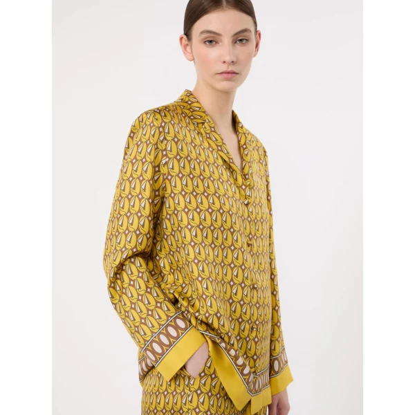 Max Mara Mambo Printed Silk Twill Shirt in Yellow | Shirts | Luxury Shoes 
