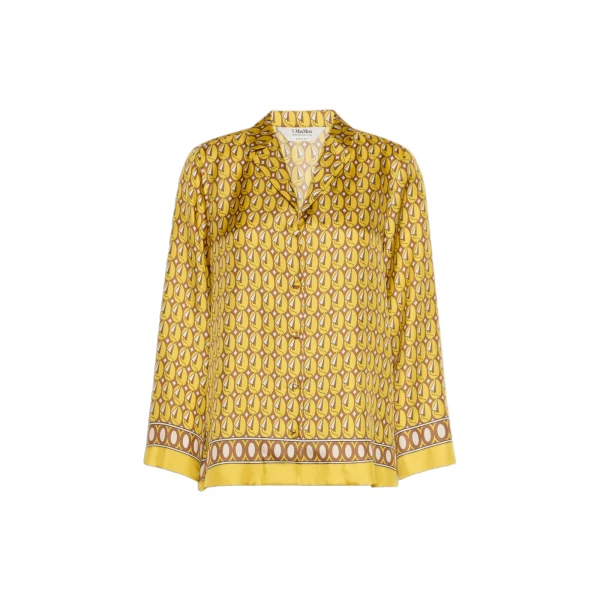Mambo Printed Silk Twill Shirt in Yellow