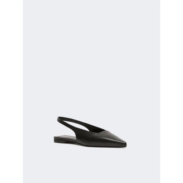 Max Mara Manna Nappa Leather Flat Slingbacks in Black | Flats | Luxury Shoes 