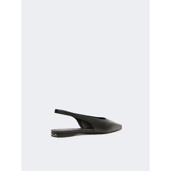 Max Mara Manna Nappa Leather Flat Slingbacks in Black | Flats | Luxury Shoes 