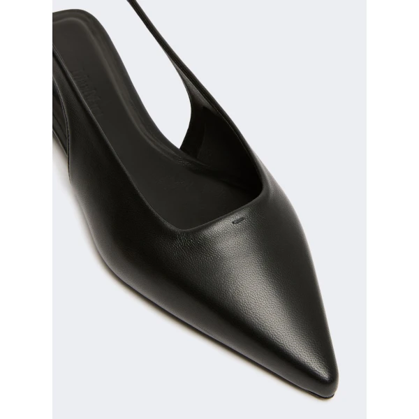Max Mara Manna Nappa Leather Flat Slingbacks in Black | Flats | Luxury Shoes 