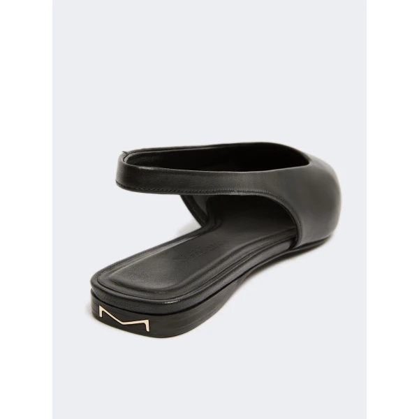 Max Mara Manna Nappa Leather Flat Slingbacks in Black | Flats | Luxury Shoes 