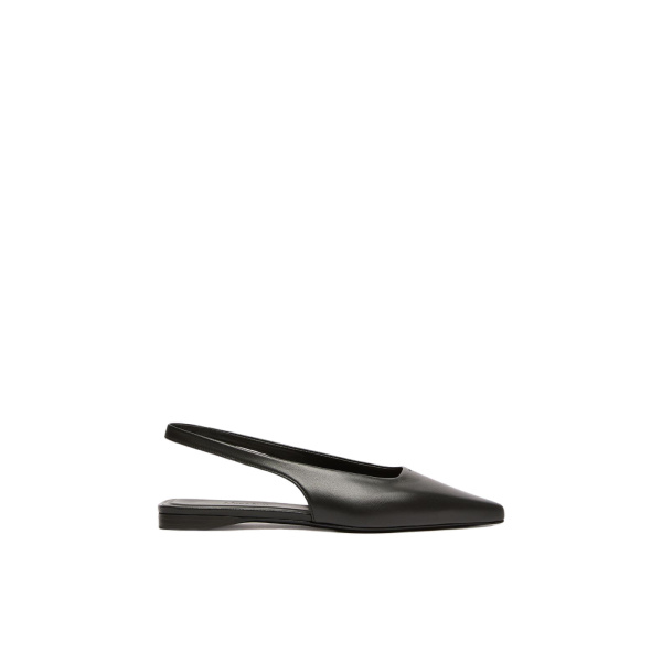 Max Mara Manna Nappa Leather Flat Slingbacks in Black | Flats | Luxury Shoes 