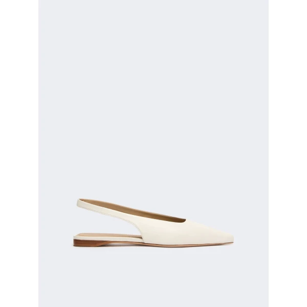 Max Mara Manna Nappa Leather Flat Slingbacks in Ivory | Flats | Luxury Shoes 