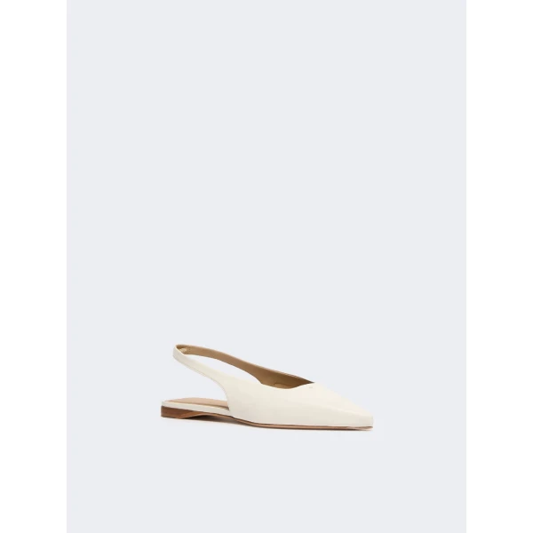 Max Mara Manna Nappa Leather Flat Slingbacks in Ivory | Flats | Luxury Shoes 