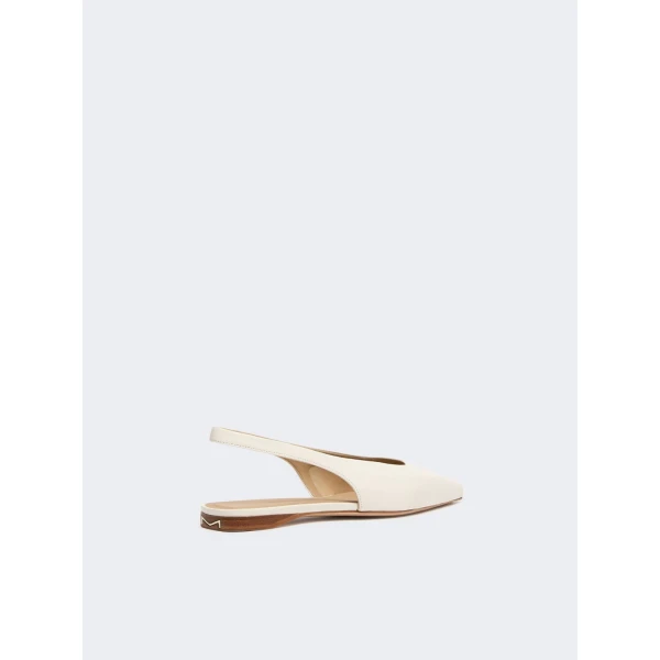 Max Mara Manna Nappa Leather Flat Slingbacks in Ivory | Flats | Luxury Shoes 