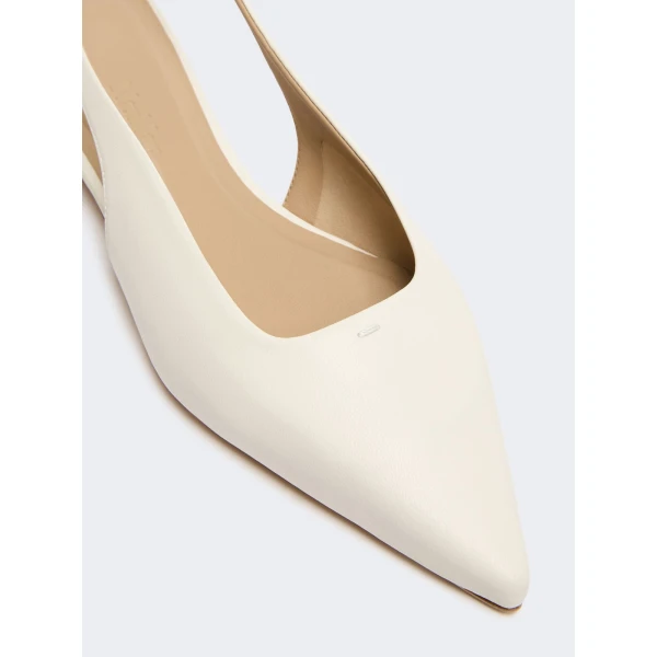 Max Mara Manna Nappa Leather Flat Slingbacks in Ivory | Flats | Luxury Shoes 