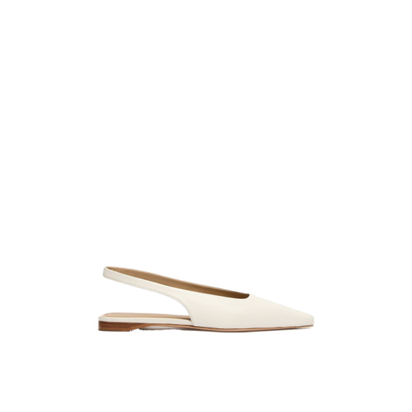 Max Mara Manna Nappa Leather Flat Slingbacks in Ivory | Flats | Luxury Shoes 